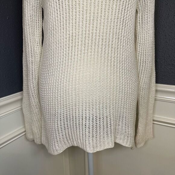Eileen Fisher Open Knit V Neck Linen Sweater - Picture 3 of 8